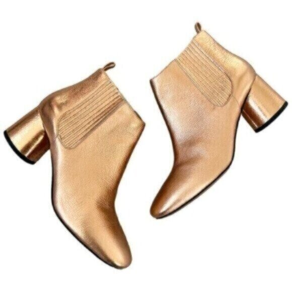 Marc Jacobs Rocket Chelsea Rose Gold Round Block Heel Ankle Booties Size 5 - Picture 3 of 11